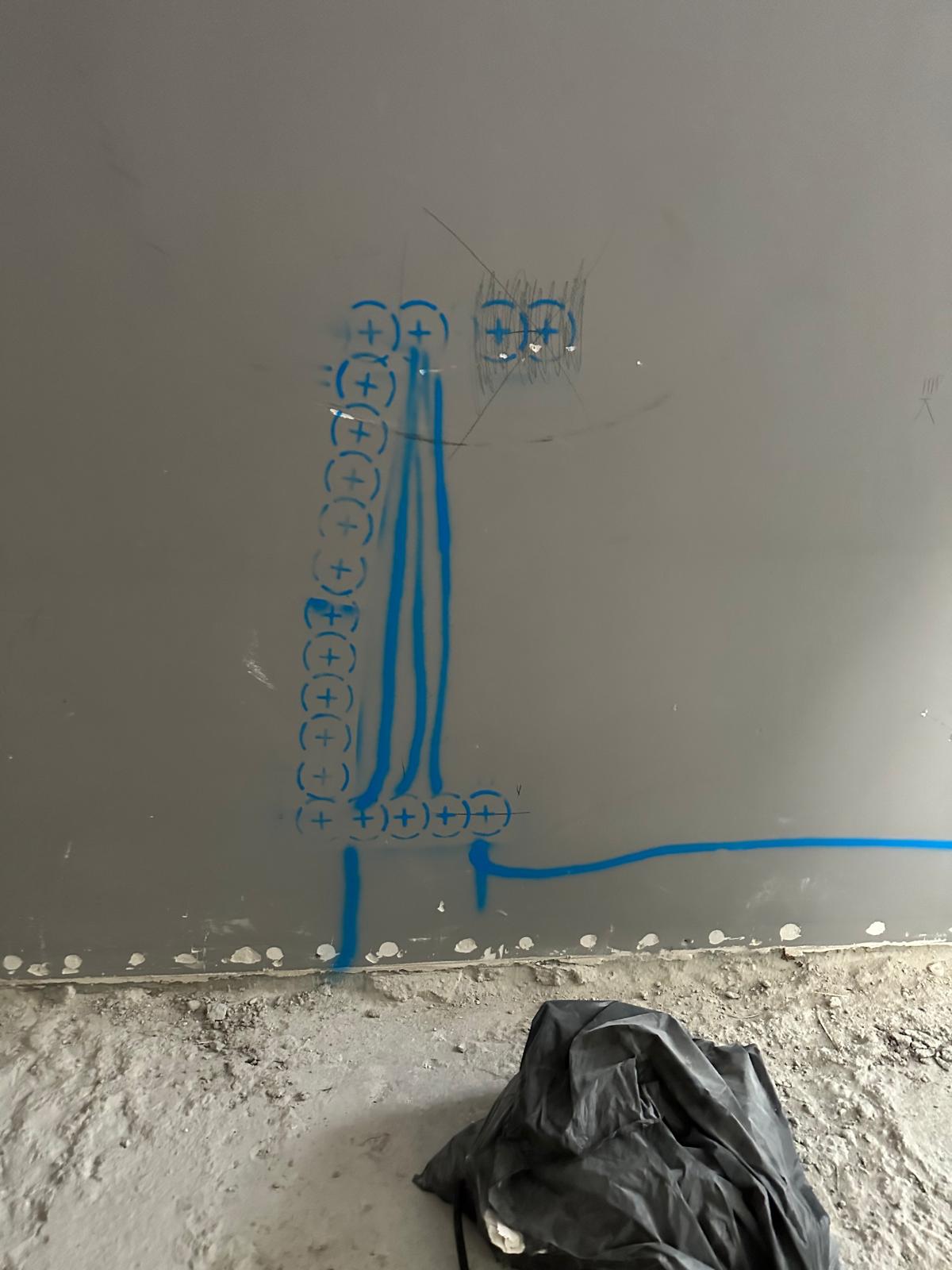 Planning sleuven blauwe spray markering