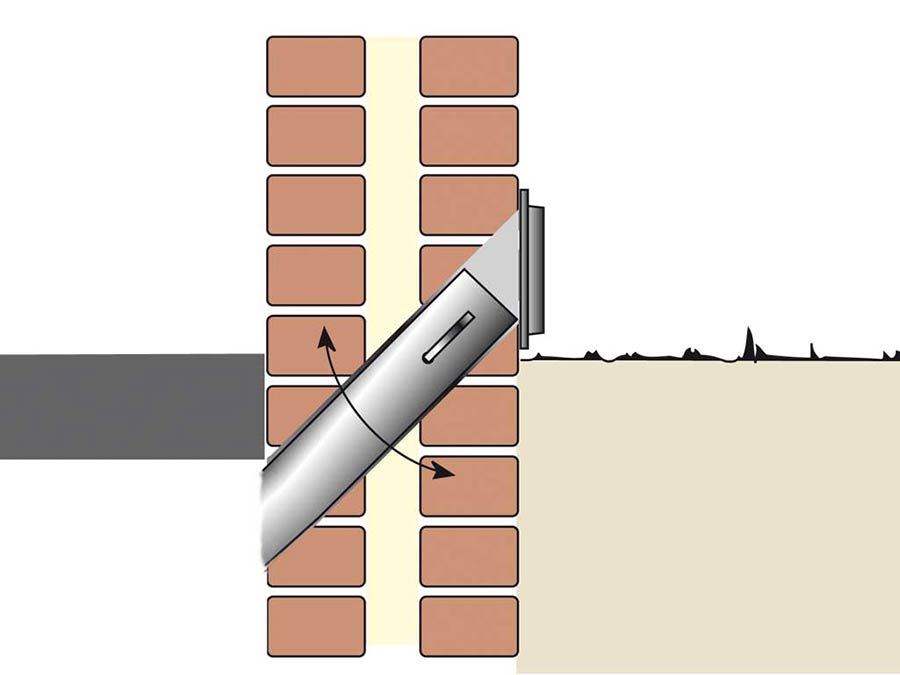 Ventilatierooster in bakstenen gevel